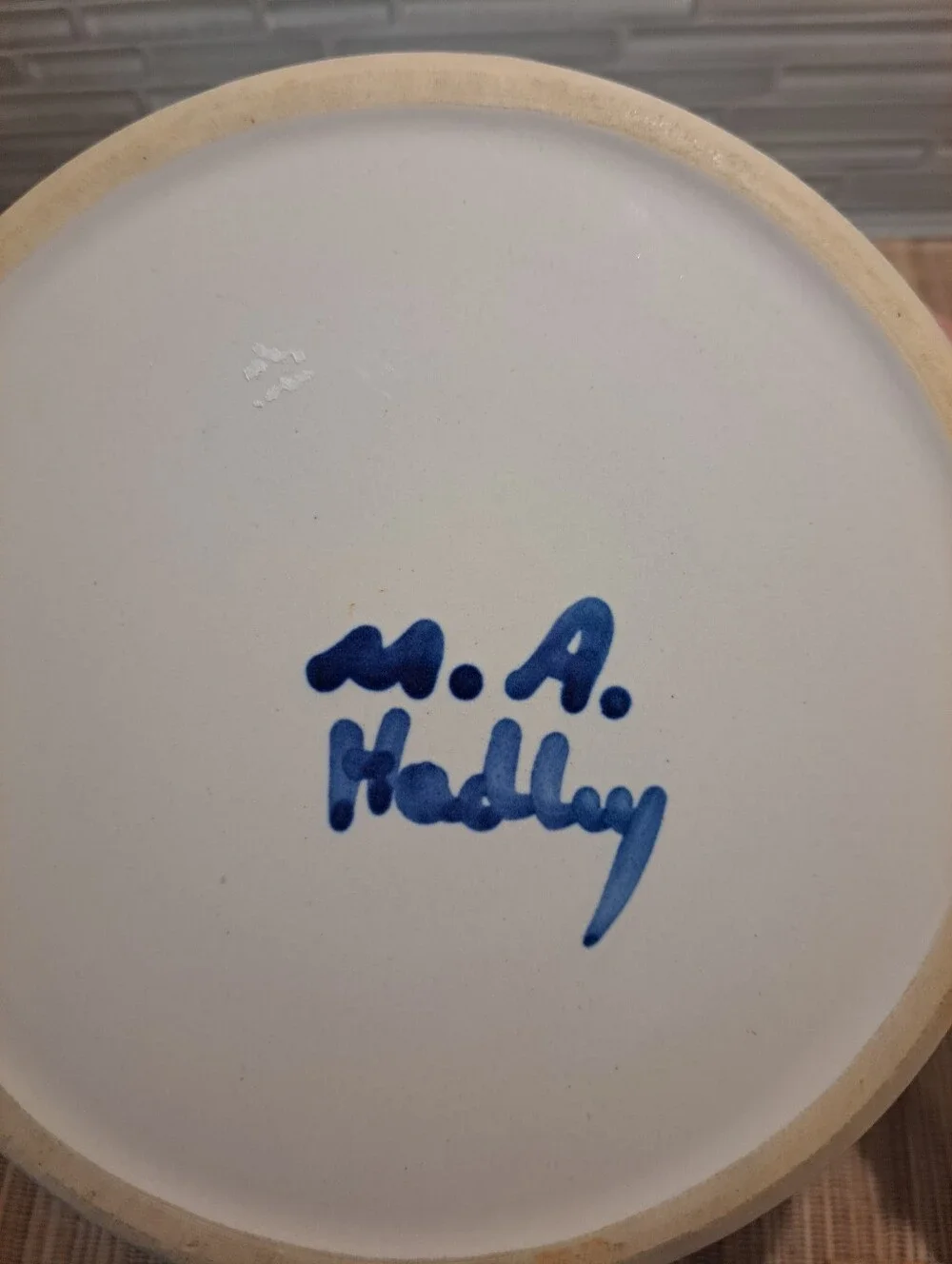 M A Hadley Country Scene My Dog Our Dog Bowl w/ Bone in Center